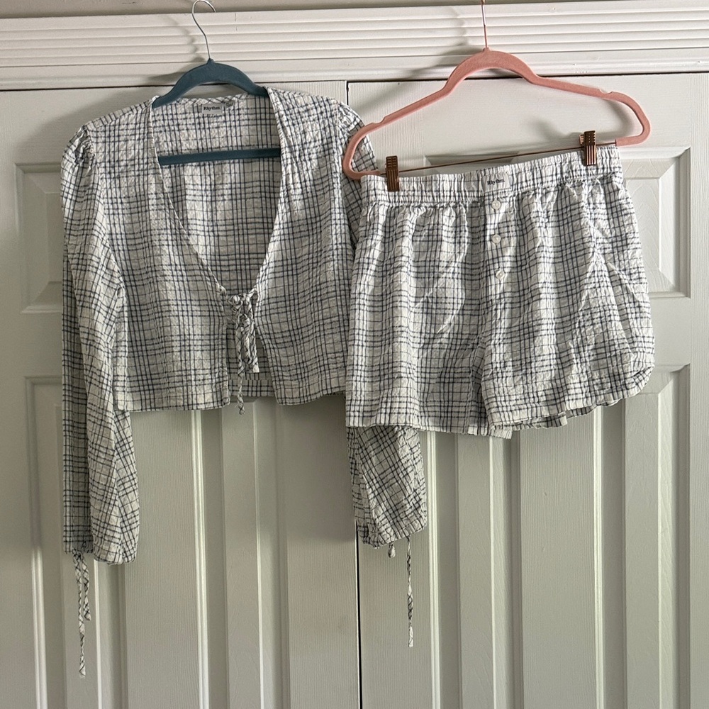 Rhythm White and Blue Plaid Women’s Set